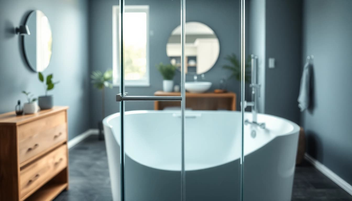 Erleben Sie die Eleganz der duschkabine 100x100 pendeltür in stilvollem Badezimmerdesign.