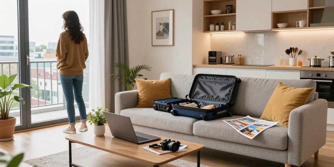 Gemütliche Apartmentatmosphäre in Hannover, perfekt für Monteurzimmer mieten Hannover mit modernem Design und Arbeitsbereich.