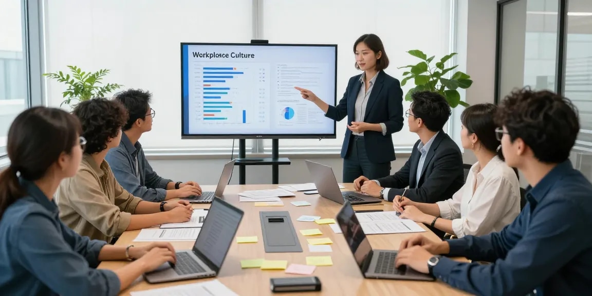 Führungskultur bewerten: Micromanagement Chef in einer Team-Besprechung analysieren.