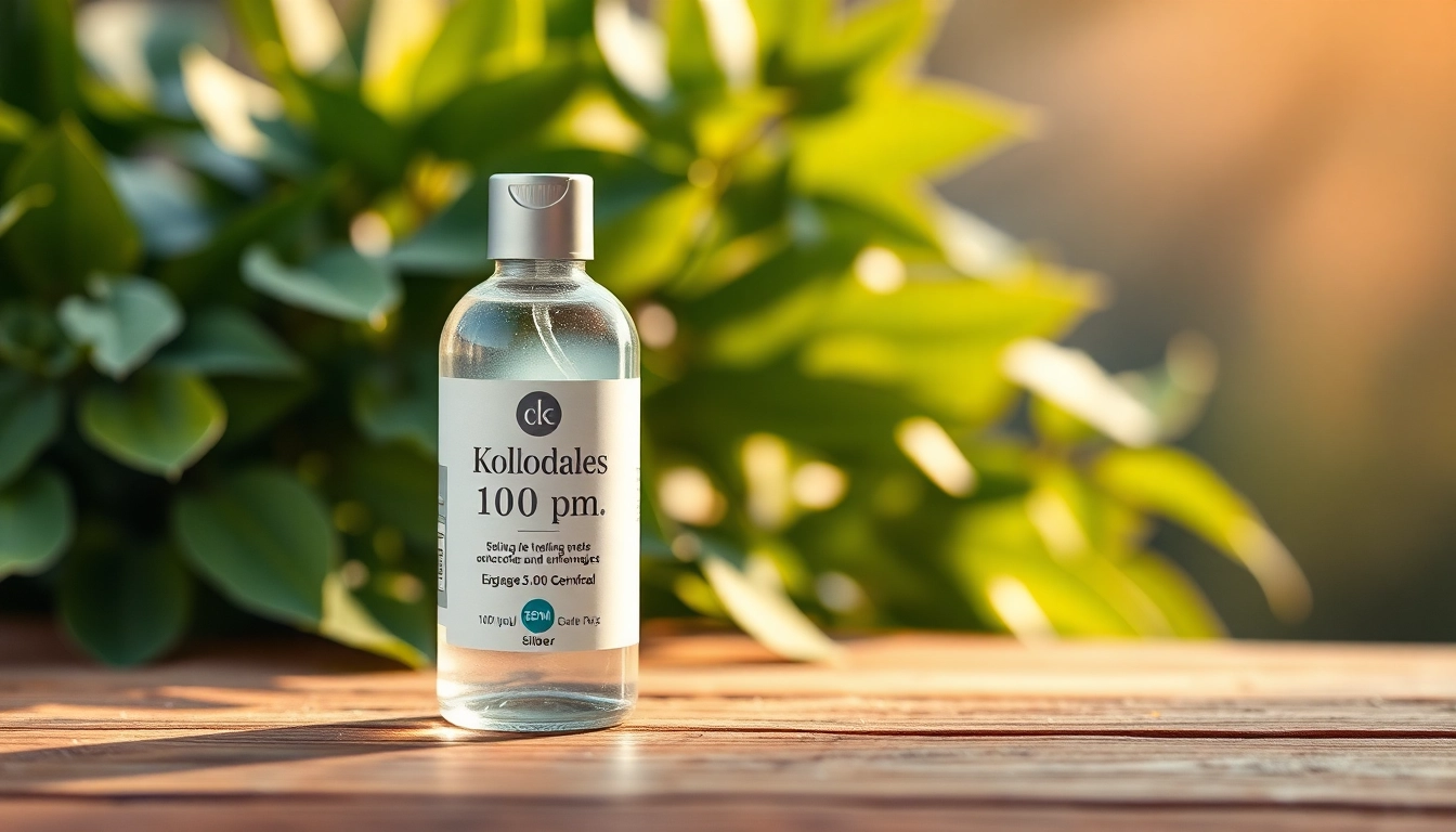 Showcasing Kolloidales Silber 100 ppm in a premium bottle with a natural aesthetic.