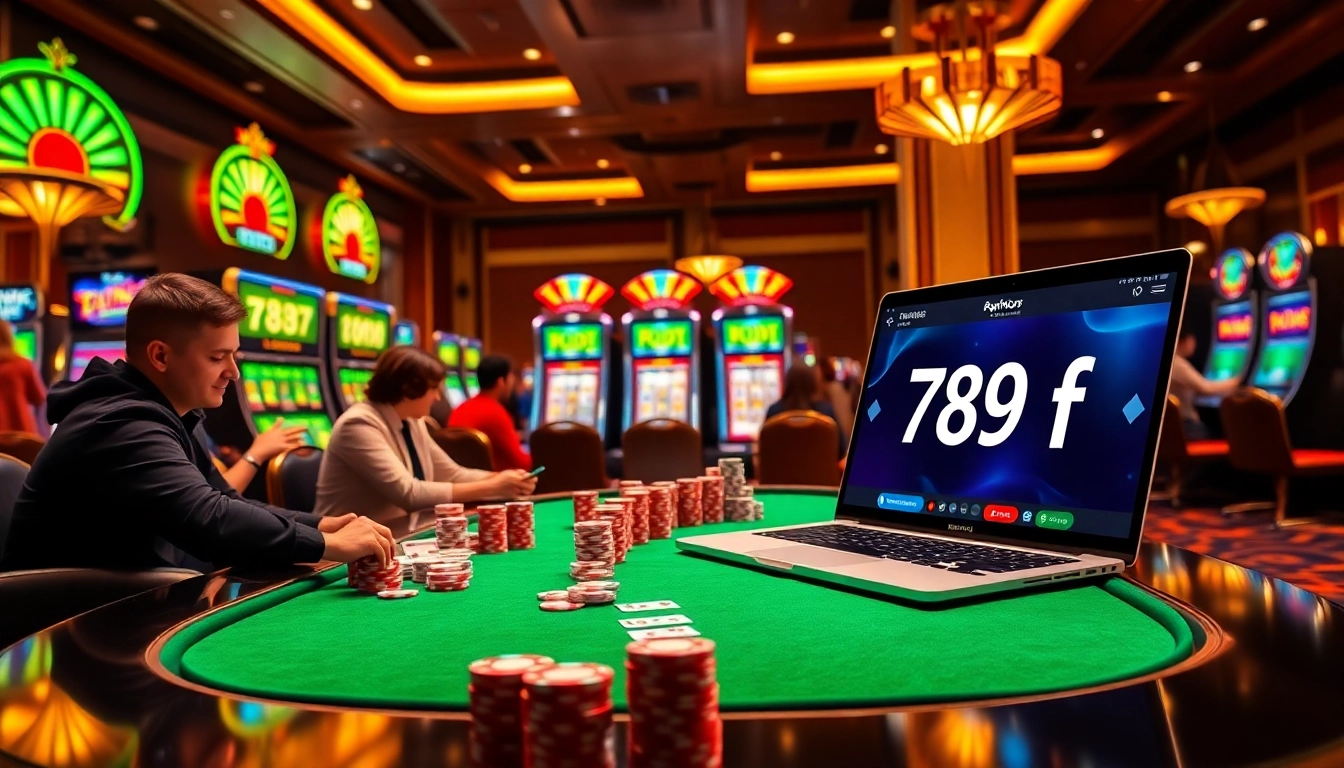 Experience the thrill of 789f casino gaming with vibrant poker tables and colorful slot machines.