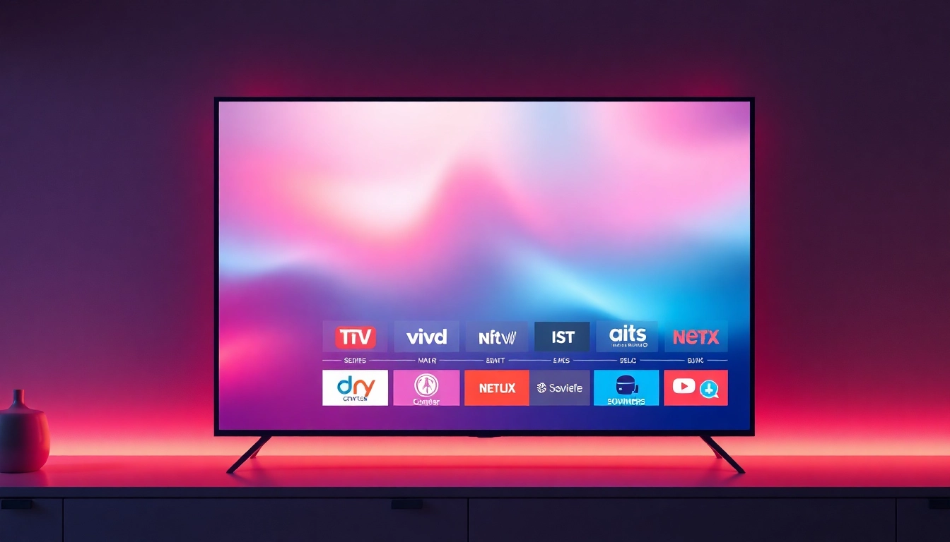 IPTV kaufen: Erlebnis eines modernen Streaming-Services auf einem Smart-TV mit verschiedenen Sendern.