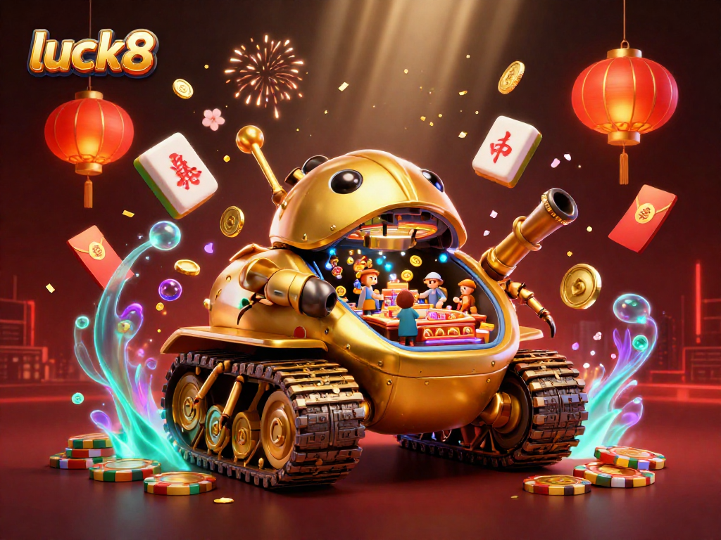 win big at luck8 in a vibrant 3D casino scene with animated characters and action.