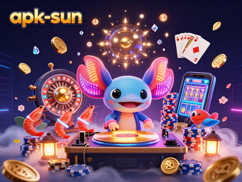 Join the apk-sun casino experience with vibrant action, spinning reels, and dynamic characters.