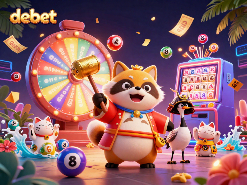 Engage with debet's exciting gaming experience amidst colorful balls and vibrant prizes.