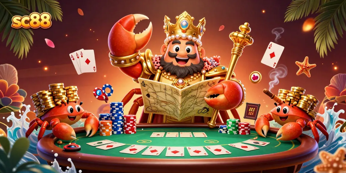 Experience exciting poker action at sc88 with a golden crab emperor and luxurious game elements!