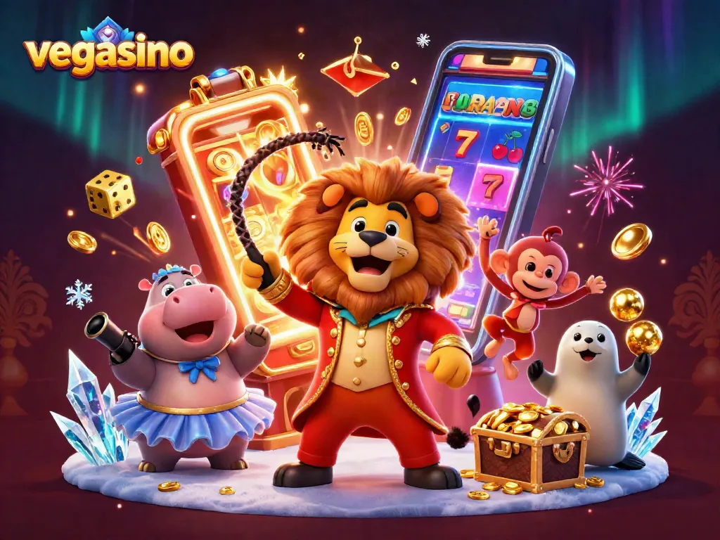 Experience the thrill of vegasino with vibrant 3D characters and dynamic casino elements.