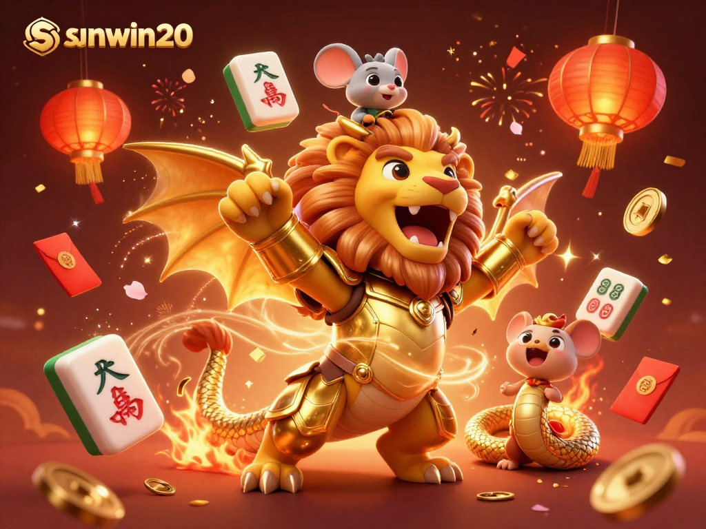 Experience thrilling gameplay at sunwin20 with a vibrant, winning scene full of casino elements.