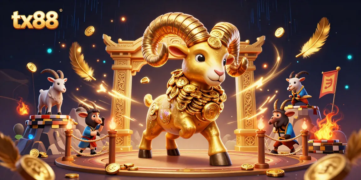 Experience the thrill of tx88 with a golden ram charging through an electrifying casino scene.