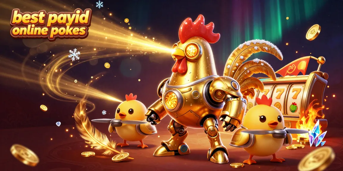 Experience the excitement of the best payid online pokies with golden rooster and baby chick drones amidst thrilling casino elements.