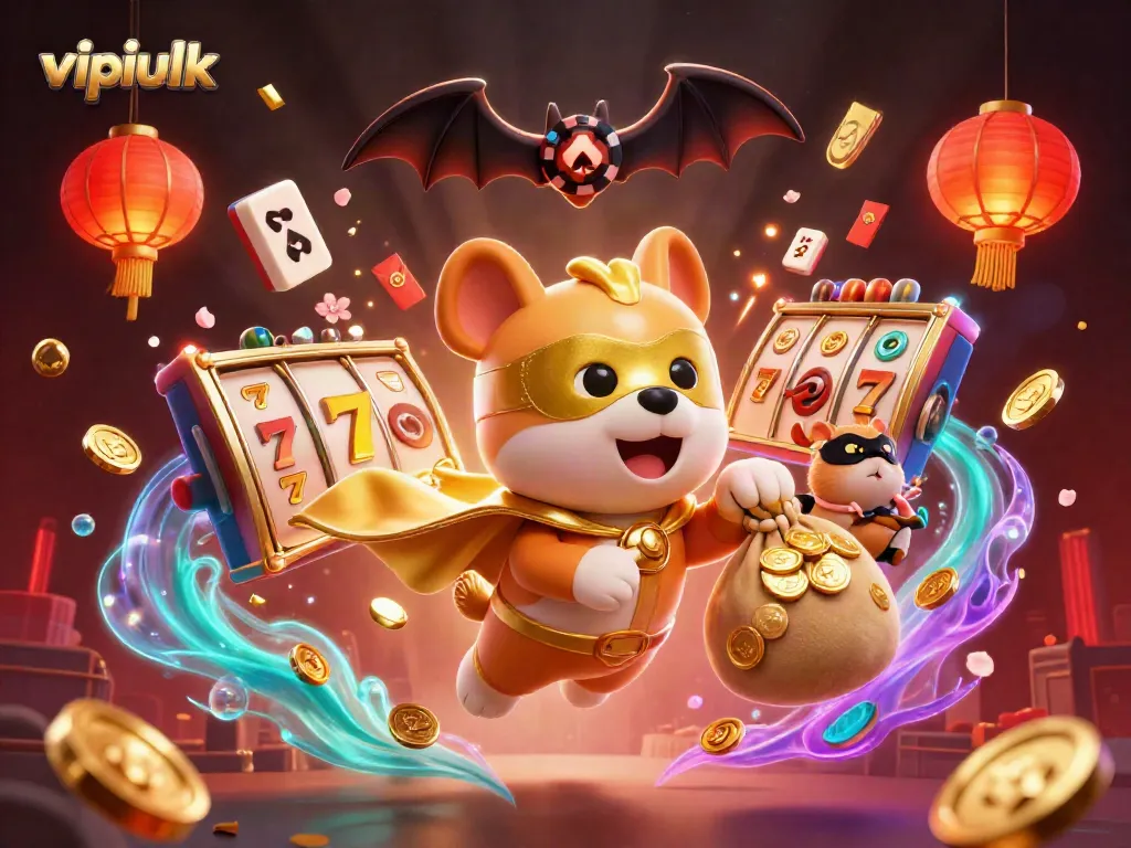 Engage with the thrilling atmosphere of vipluck casino, featuring a superhero dog and vibrant gaming elements.