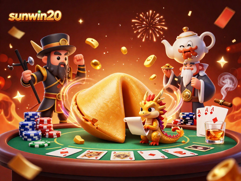 Experience the thrill at sunwin20 with golden fortune cookies and dynamic poker action.