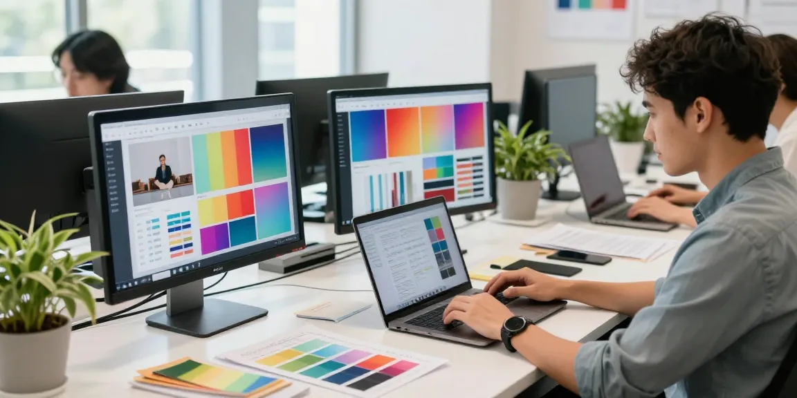 Webdesign Saarland Agentur mit kreativem Designer und modernen Büromaterialien.