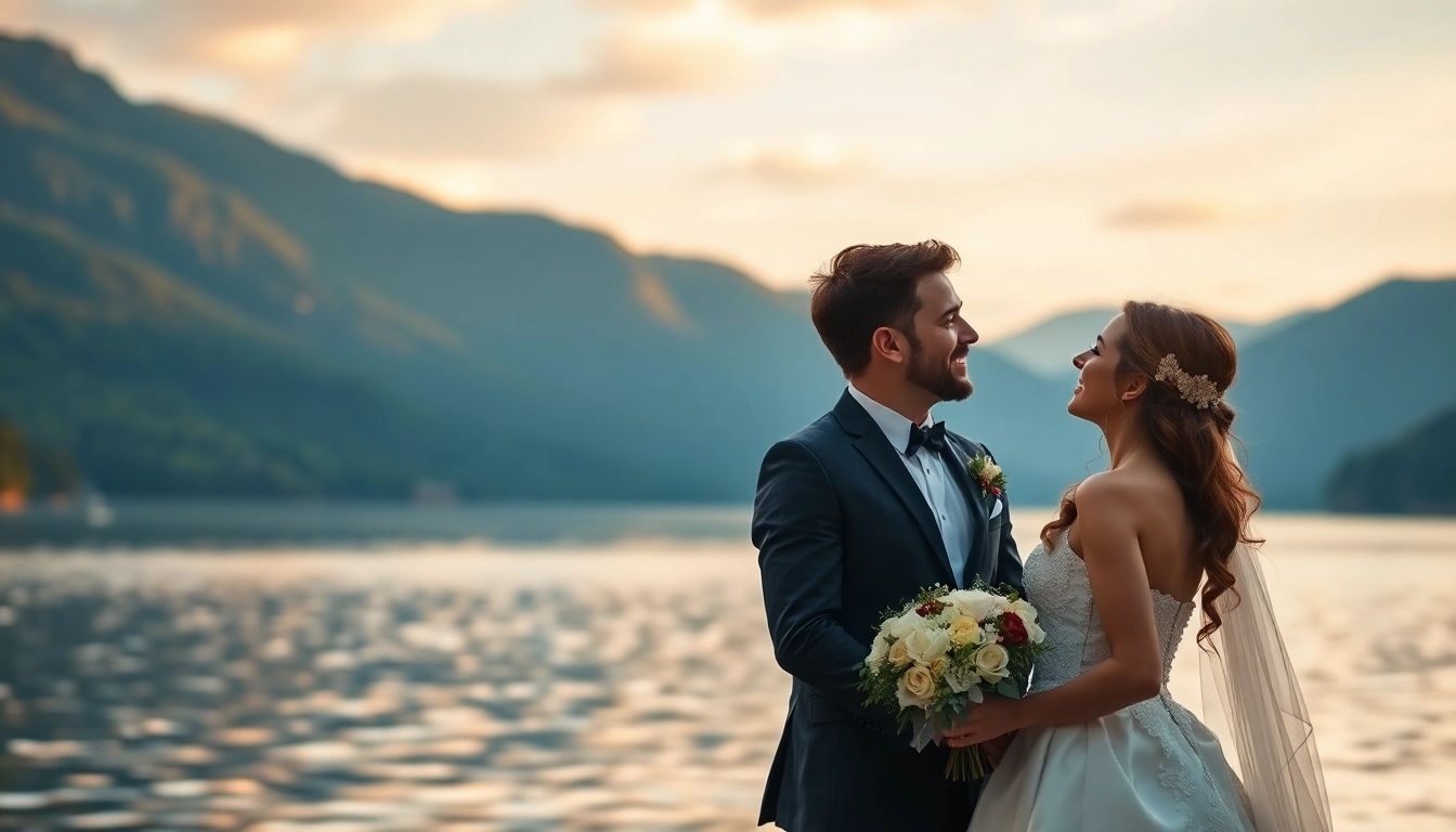Hochzeitsfotograf Tegernsee fängt ein romantisches Paar in der malerischen Kulisse des Tegernsees ein.