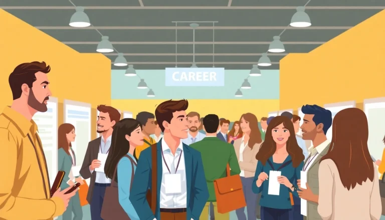 Job seekers exploring Stellenangebote at a vibrant career fair with diverse opportunities.