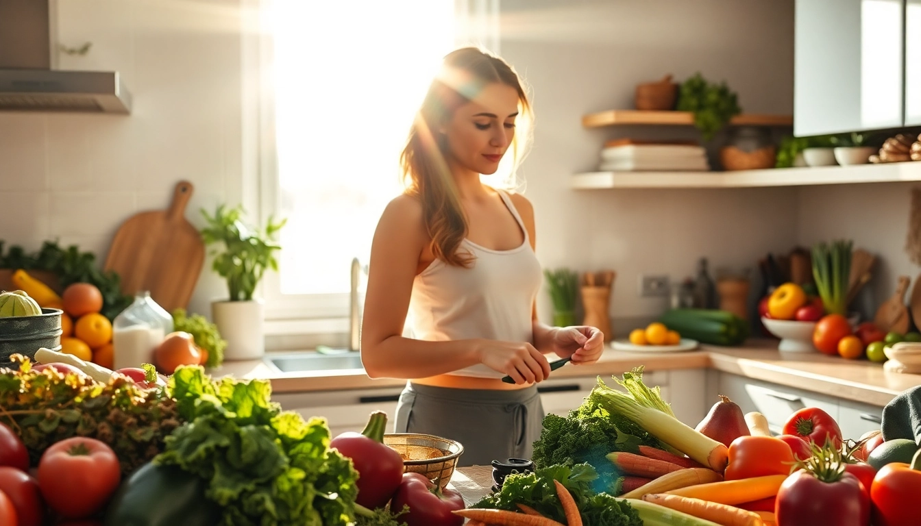 Inspirierendes Bild eines gesunden Kochens, das den Gewichtsverlust durch frische, nahrhafte Zutaten fördert.