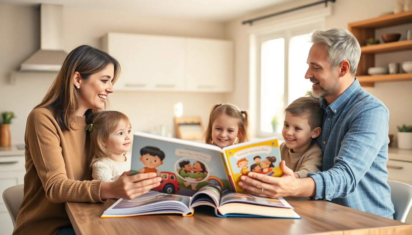 Familie erforscht liebevolle Ansätze zur Kindererziehung am Küchentisch.