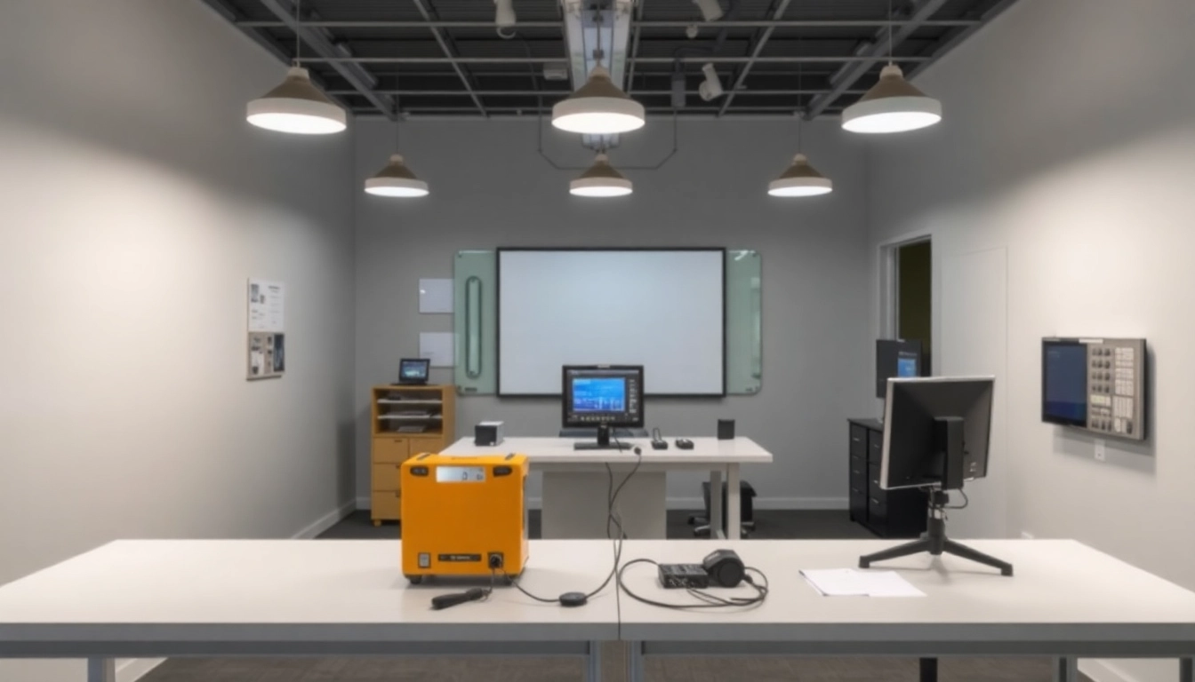 Prüfung von elektrischen Geräten zur DGUV V3 Prüfung in einem modernen Büro mit Sicherheitsgeräten.