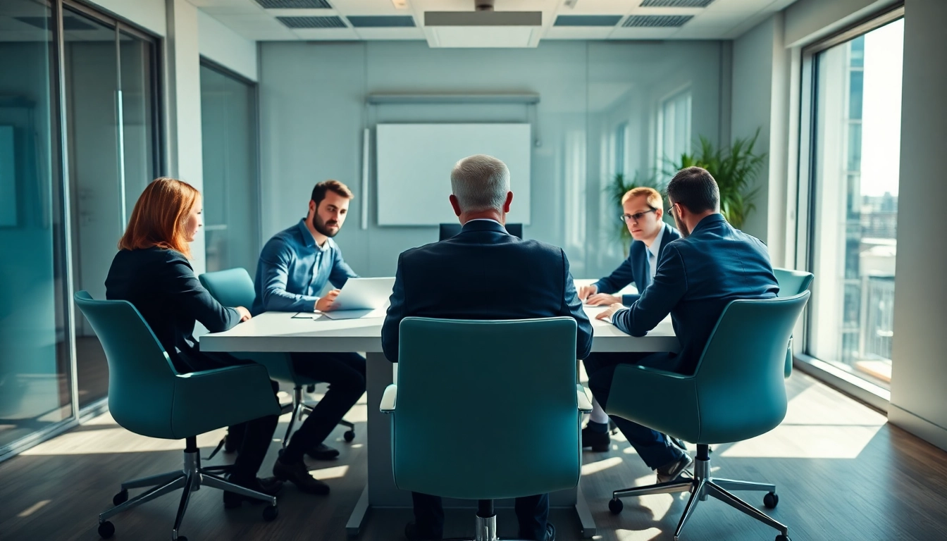 Professionelle Teamdiskussion über Services für Bewertungen löschen, um Online-Reputation zu schützen.