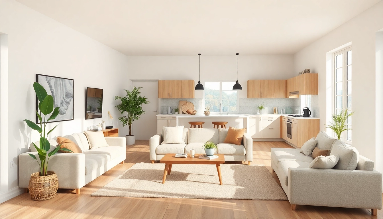 Raumgestaltung mit harmonischem Farbspiel und lebendigen Pflanzen zeigt ein einladendes Wohnambiente.