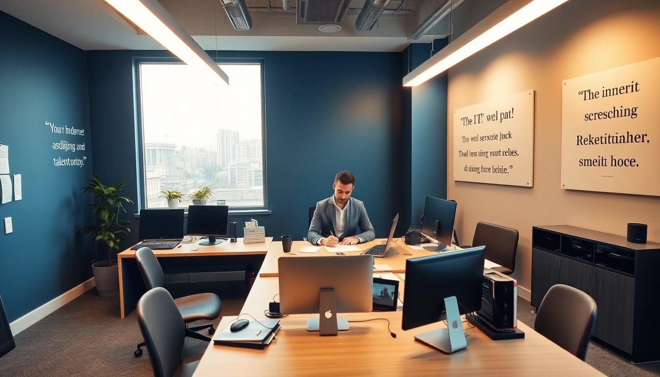 Der Headhunter IT berät professionell am modernen Arbeitsplatz mit technischer Ausstattung.