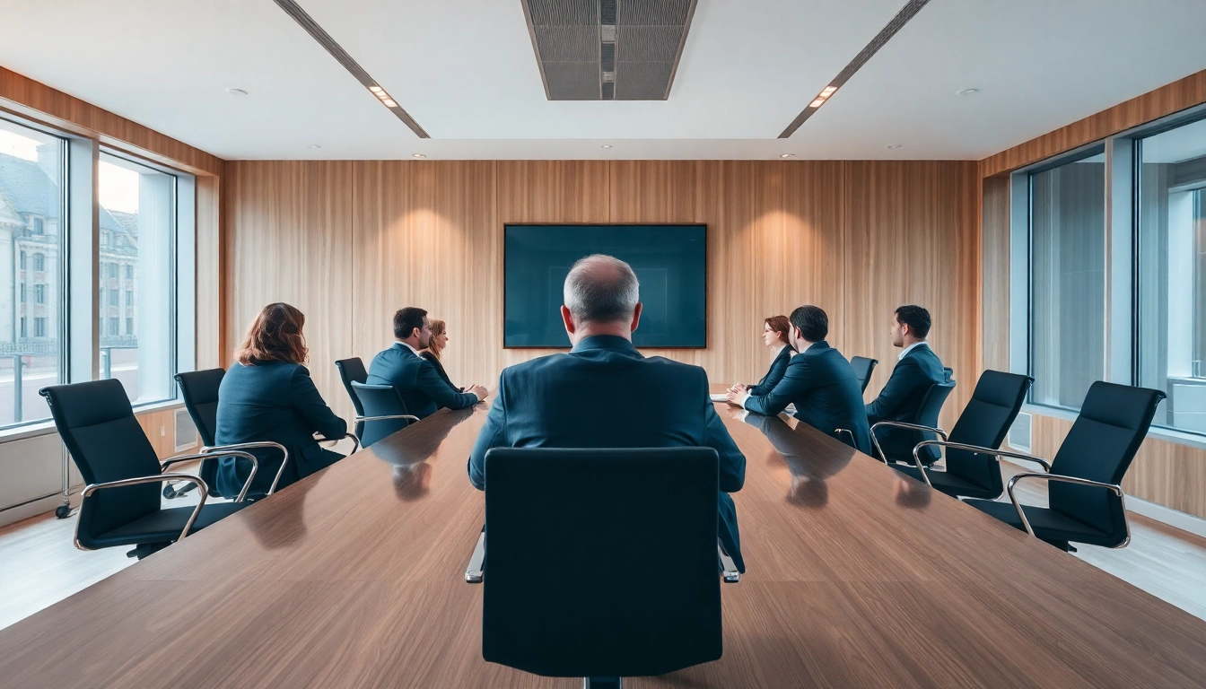 Fachleute in Düsseldorf besprechen sich über Headhunter Dienstleistungen.