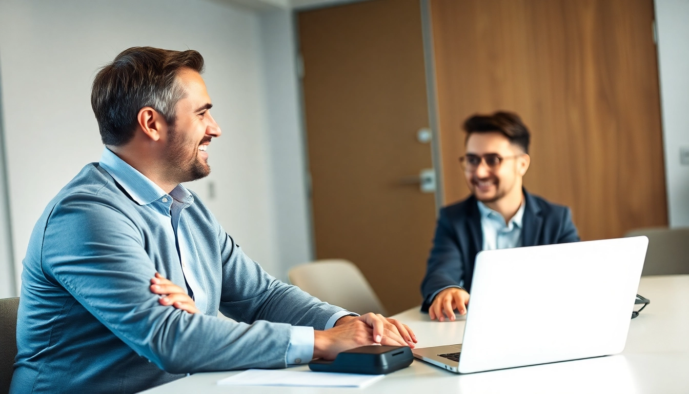 Headhunter Pflegekräfte im Gespräch mit einem Kandidaten zur Personalvermittlung im Pflegebereich.