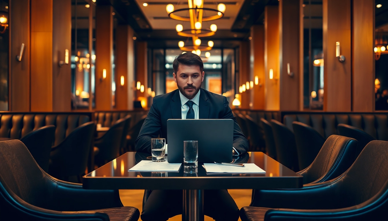 Headhunter Gastronomie im eleganten Restaurant-Setting bei der Arbeit.