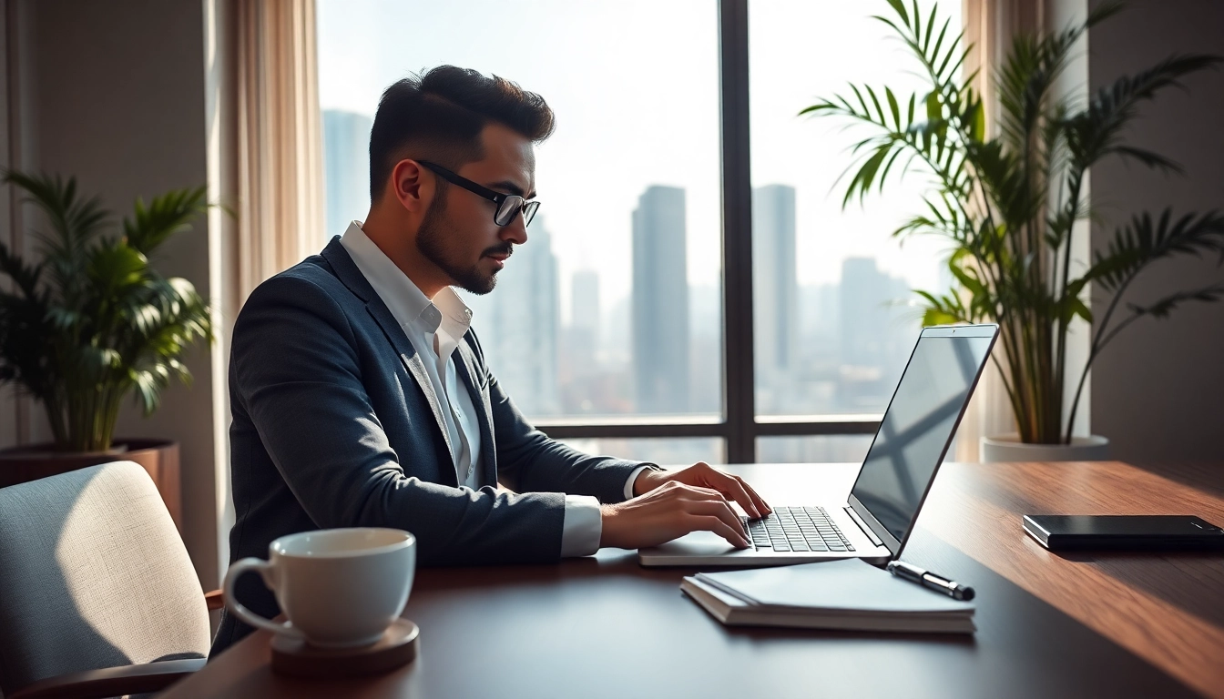 Headhunter IT reviewing candidates in a bright office environment.