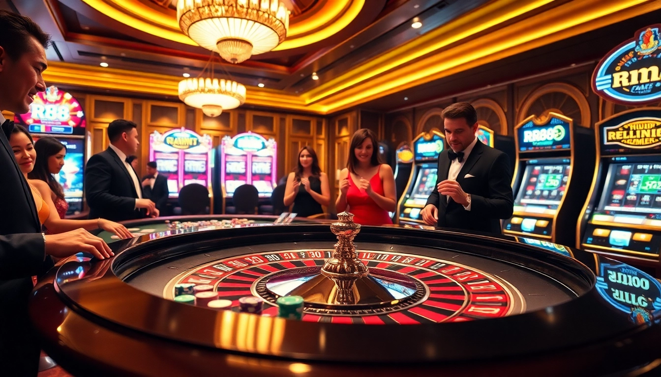 Players enjoying a thrilling casino experience at RR88 with vibrant games and lively atmosphere.