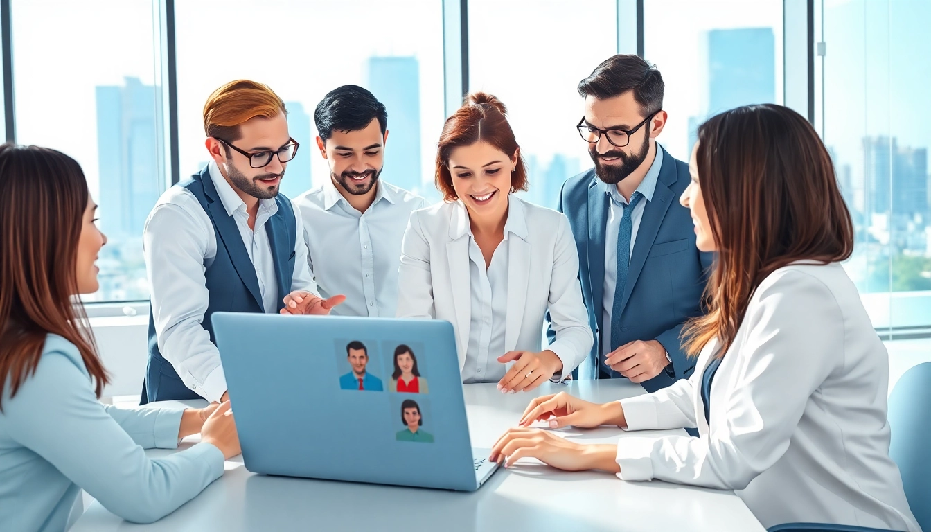 Headhunter IT professionals collaborating with candidates in a modern office environment.