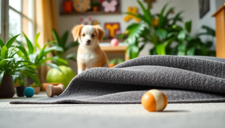 Nagermatte in a vibrant setting with playful pet accessories and natural light.
